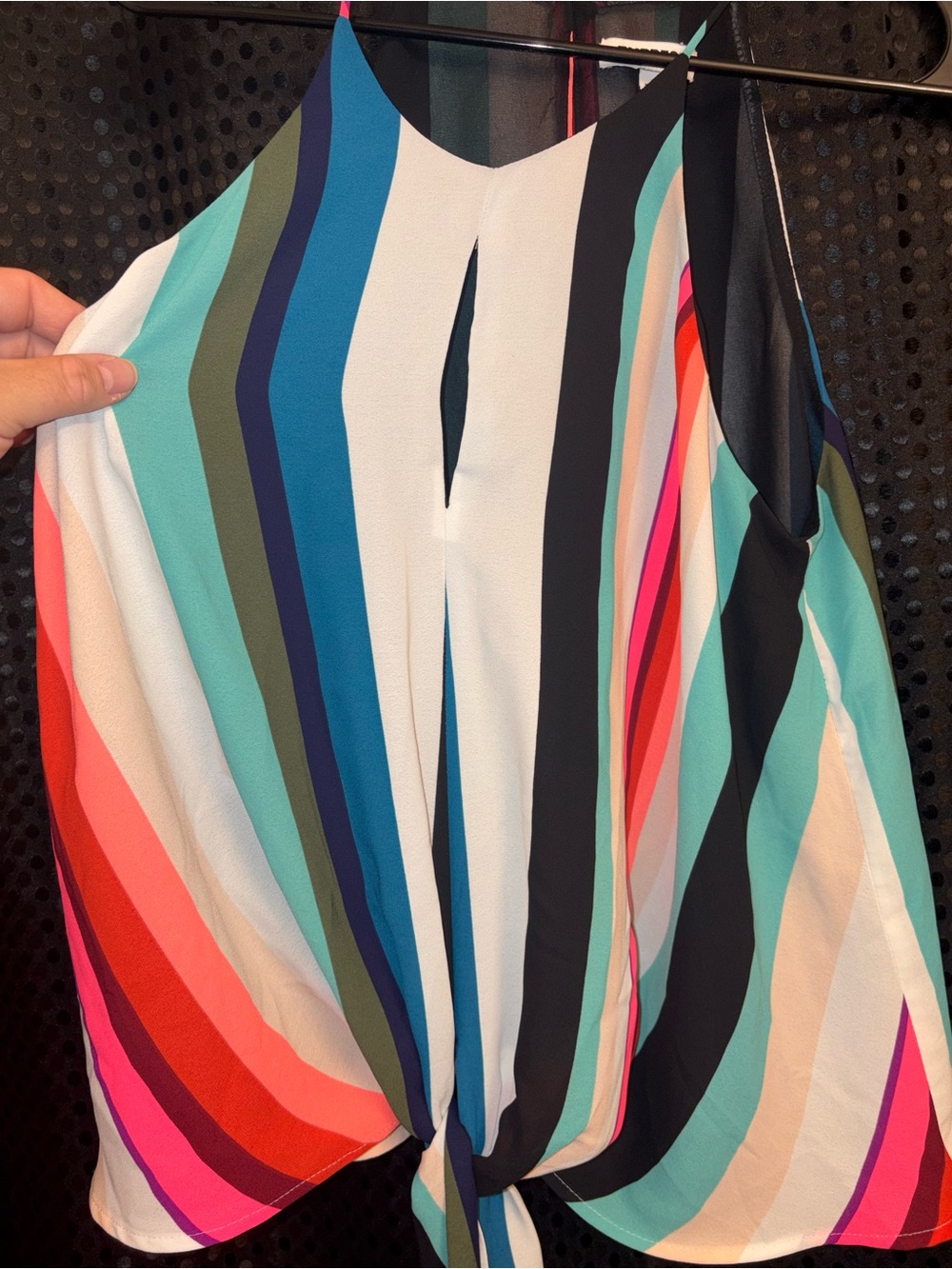 Express Multicolor Striped Tie-Front Tank - Picture 3 of 4